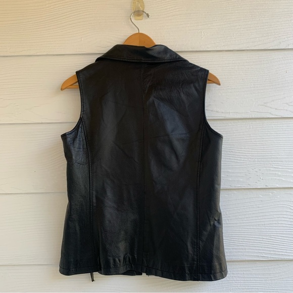 Reflections Spiegel black genuine leather sleeveless vest full zipper lined 6 - Picture 6 of 12